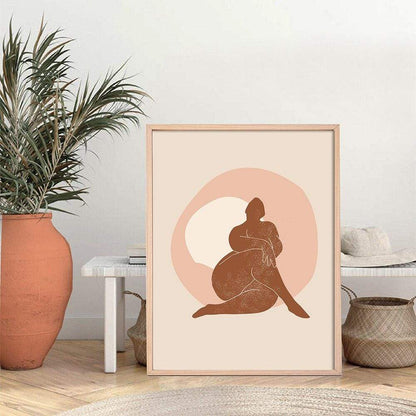 Curvy Woman Line Wall Art Canvas