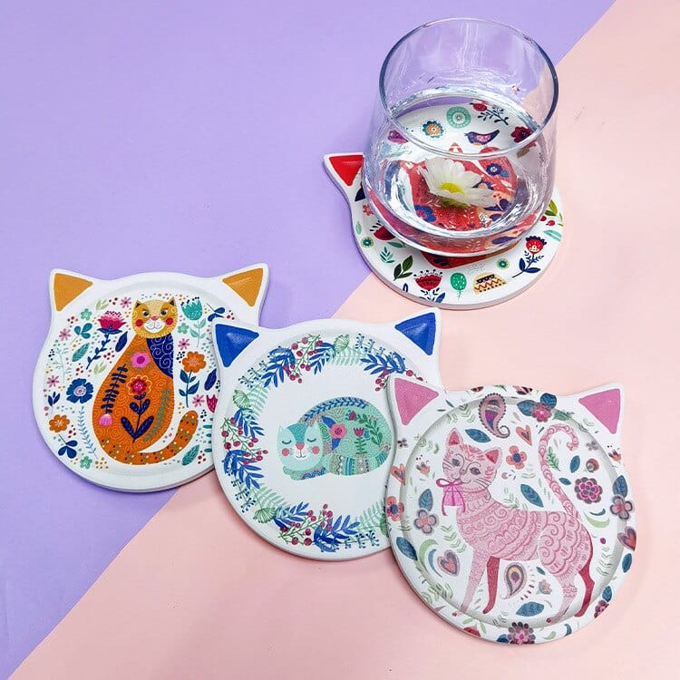 Cute Cat Shape Coasters (4pcs)