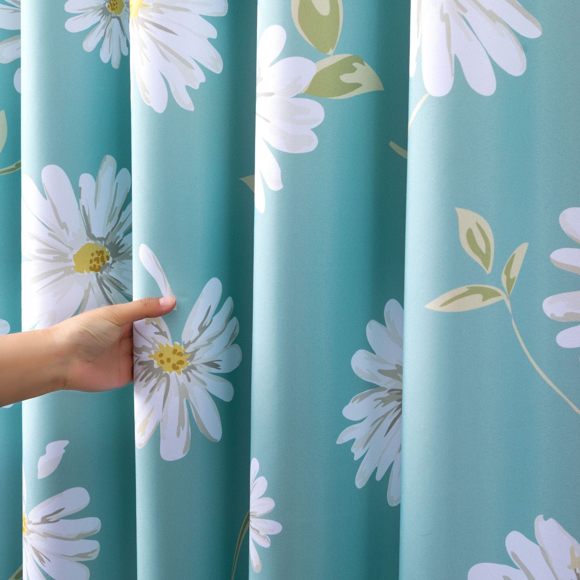 Daisy Sky Blue Shower Curtains