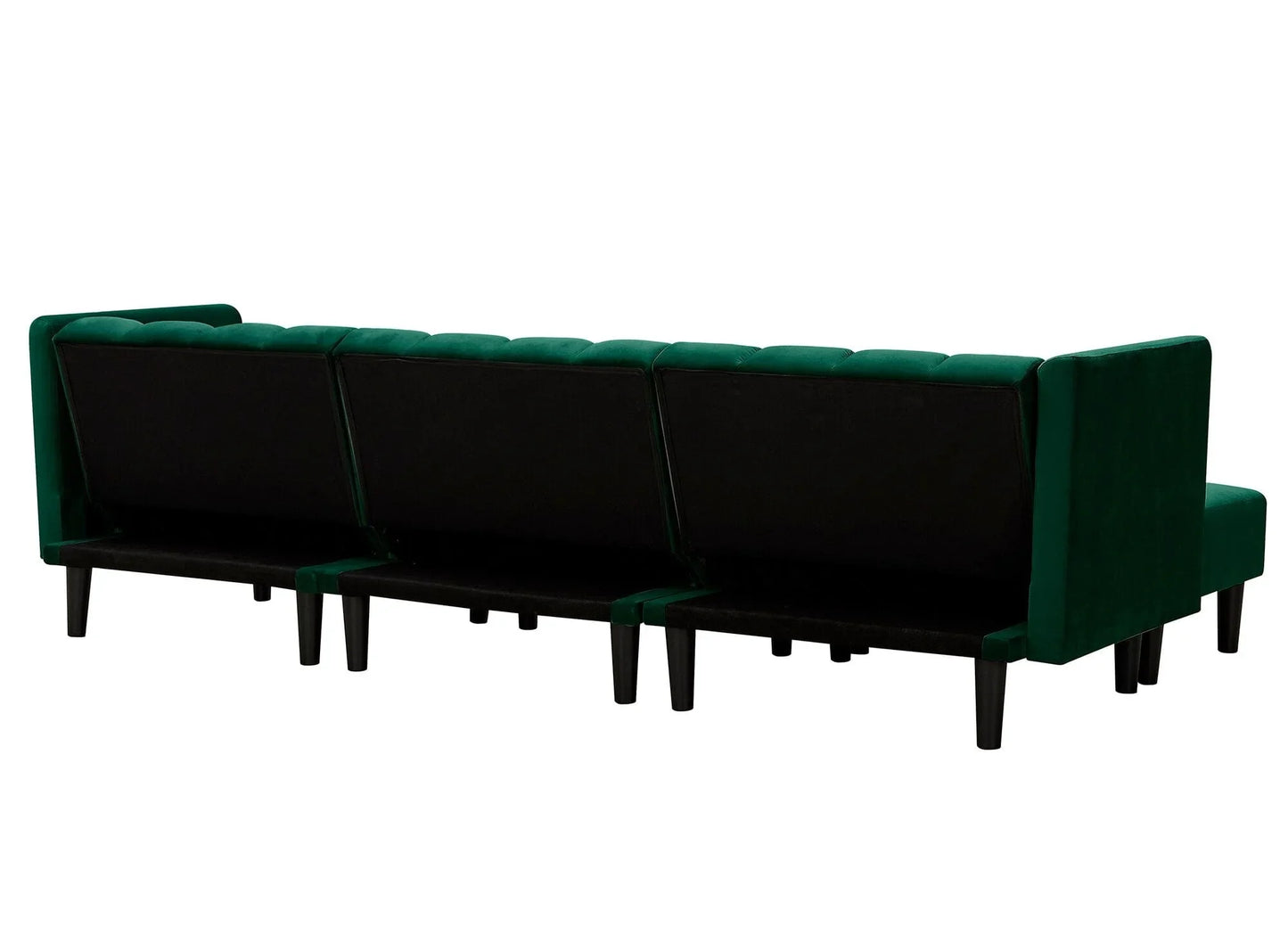 Dark Green Velvet Double-Sided Sofa Bed