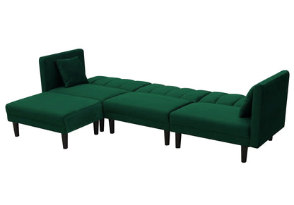 Dark Green Velvet Double-Sided Sofa Bed