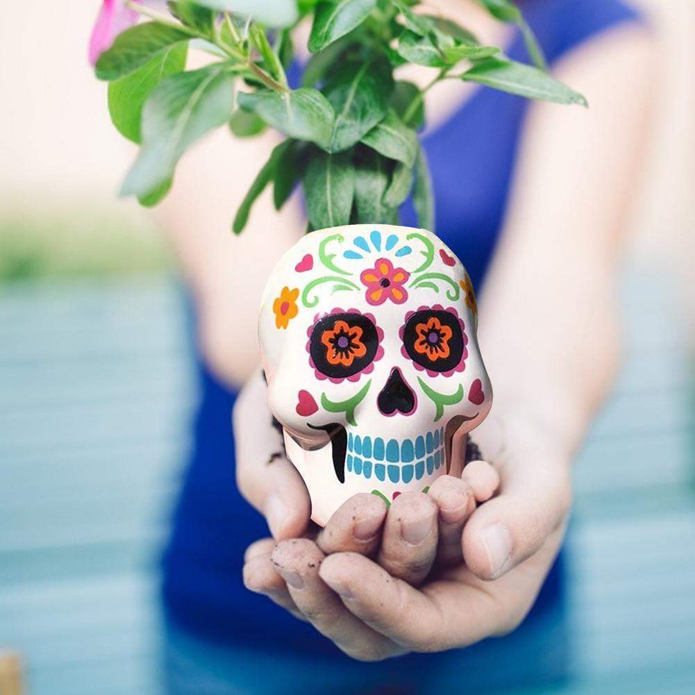 Day of the Dead Sugar Skull Flower Pot