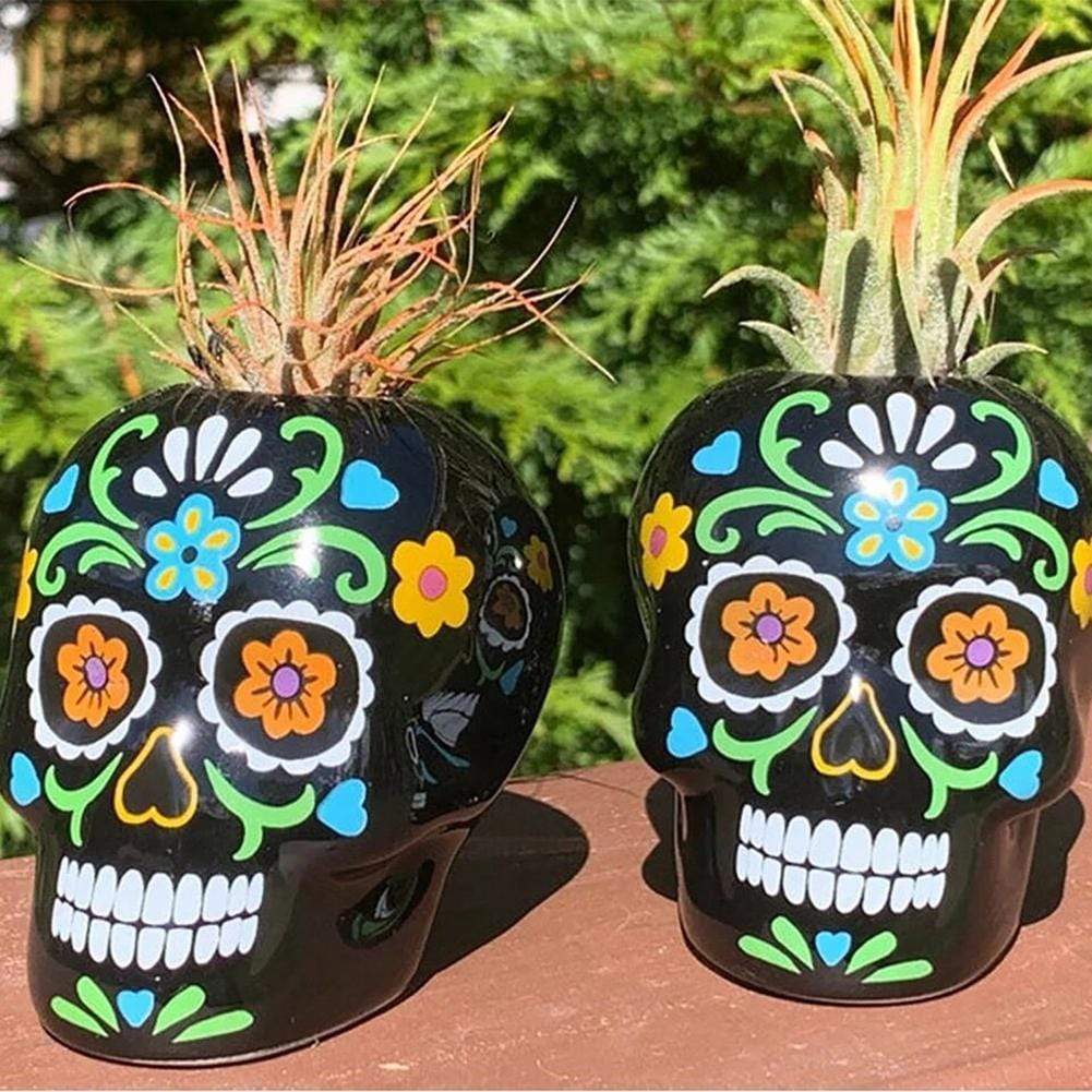 Day of the Dead Sugar Skull Flower Pot