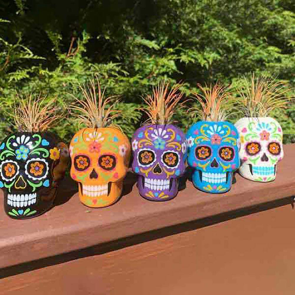 Day of the Dead Sugar Skull Flower Pot