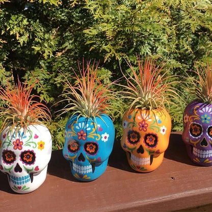 Day of the Dead Sugar Skull Flower Pot