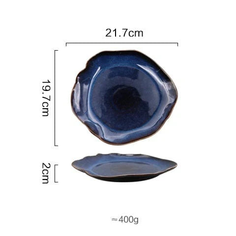 Deep Blue Irregular Flat Plate