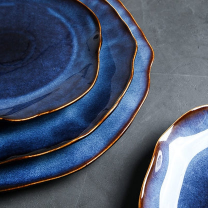 Deep Blue Irregular Flat Plate