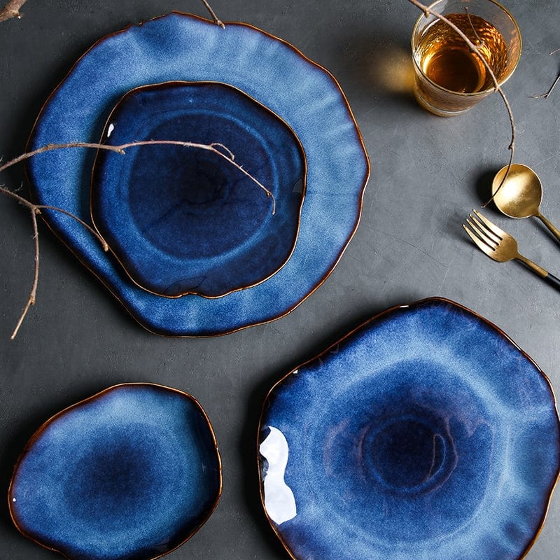 Deep Blue Irregular Flat Plate