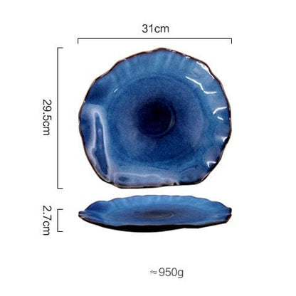 Deep Blue Irregular Flat Plate