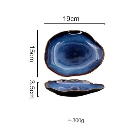 Deep Blue Irregular Flat Plate