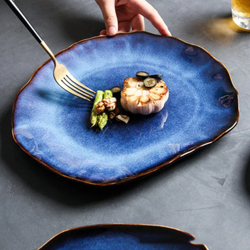 Deep Blue Irregular Flat Plate