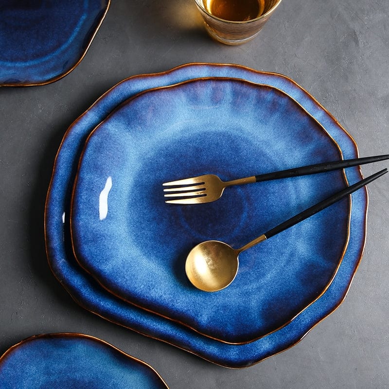 Deep Blue Irregular Flat Plate