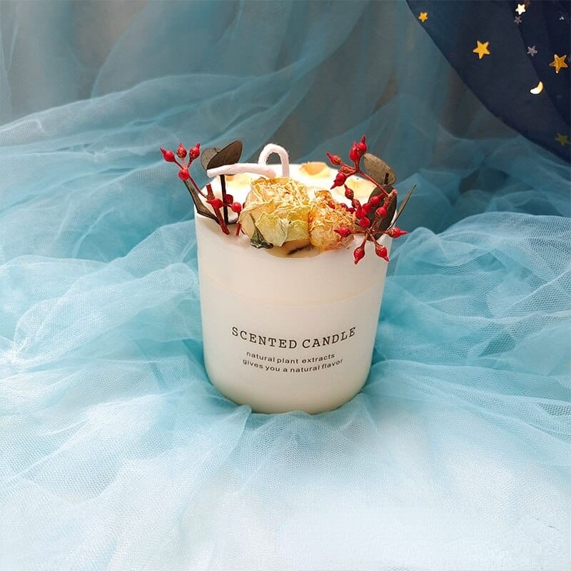 Dried Flowers Pillar Scented Candles