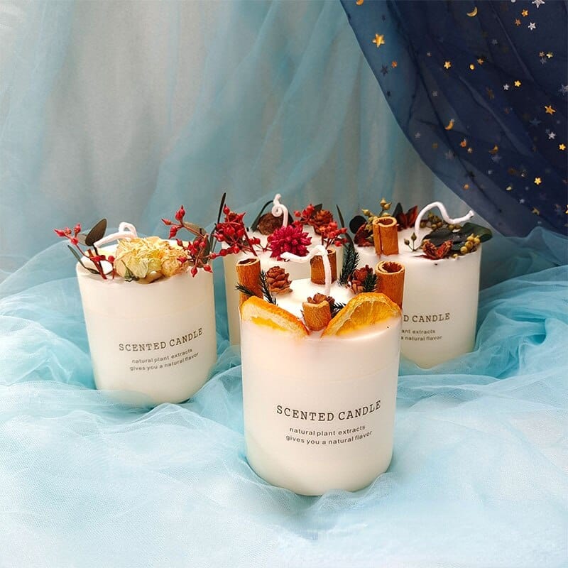 Dried Flowers Pillar Scented Candles