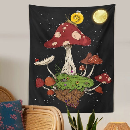 Earth Mushroom Planet Tapestry