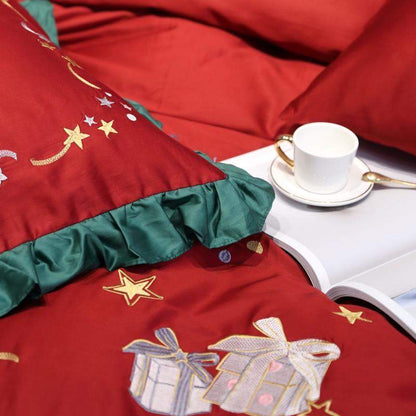 Egyptian Cotton Christmas Stars Duvet Cover Set