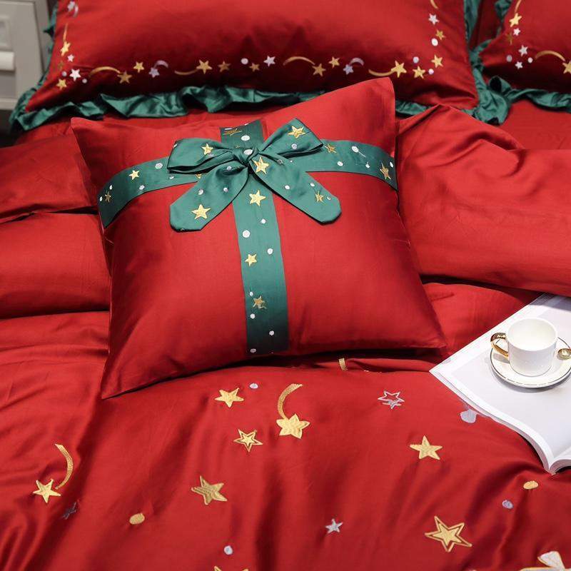 Egyptian Cotton Christmas Stars Duvet Cover Set