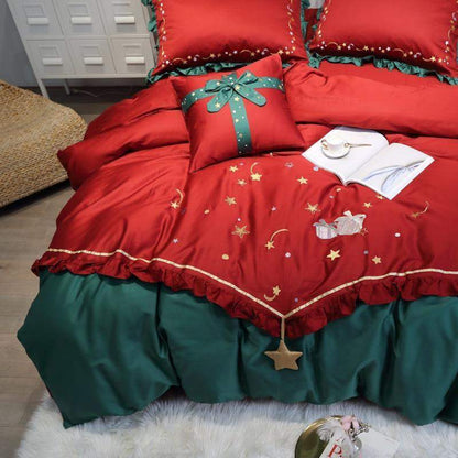 Egyptian Cotton Christmas Stars Duvet Cover Set