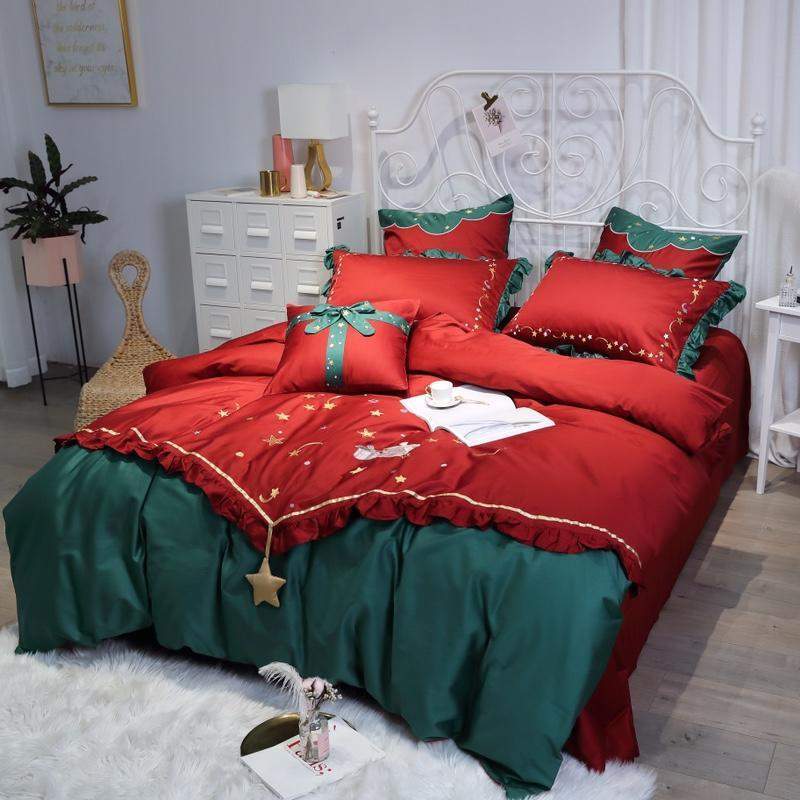 Egyptian Cotton Christmas Stars Duvet Cover Set