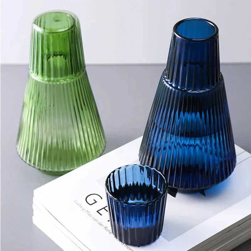 Pleated Glass Carafe Set