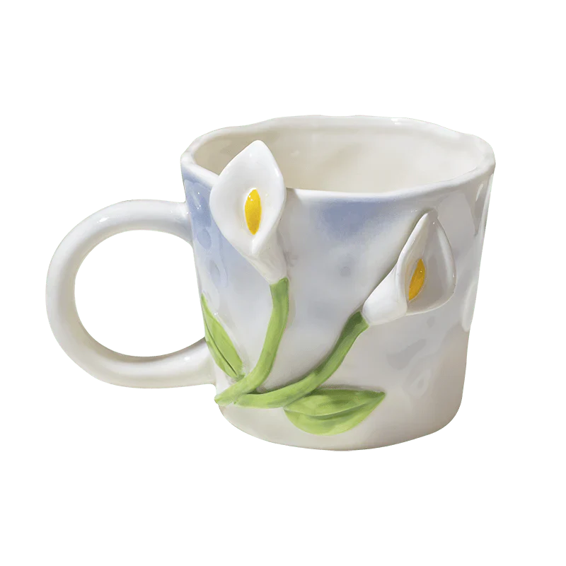 Embossed Floral Coffee Mugs