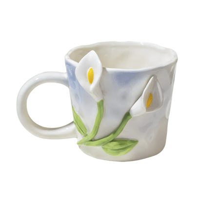 Embossed Floral Coffee Mugs