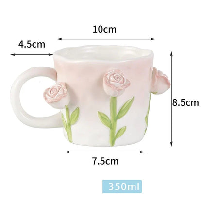 Embossed Floral Coffee Mugs