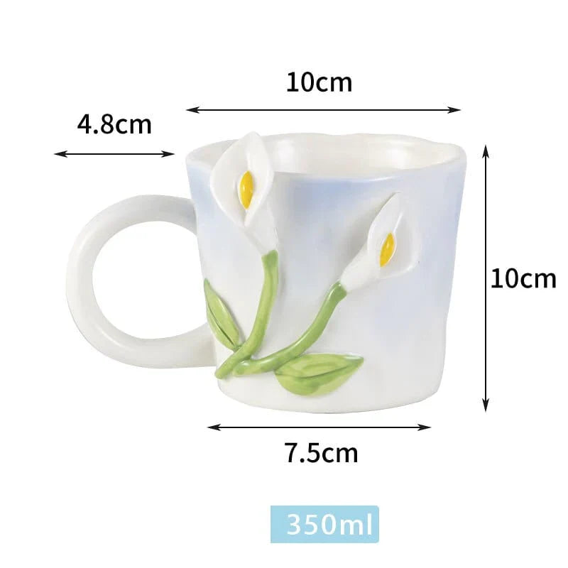 Embossed Floral Coffee Mugs