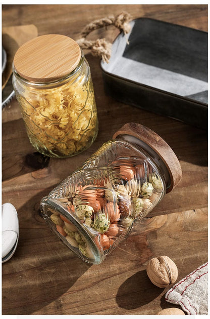 Embossed Flower Glass Jar