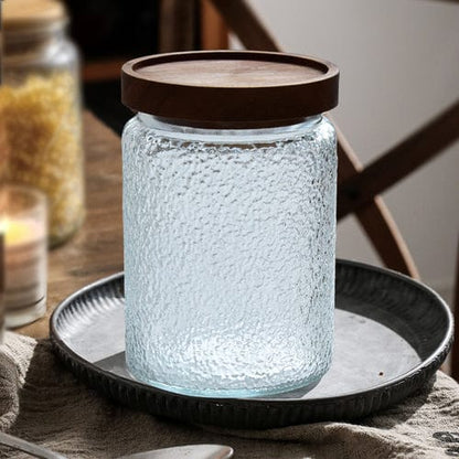 Embossed Flower Glass Jar