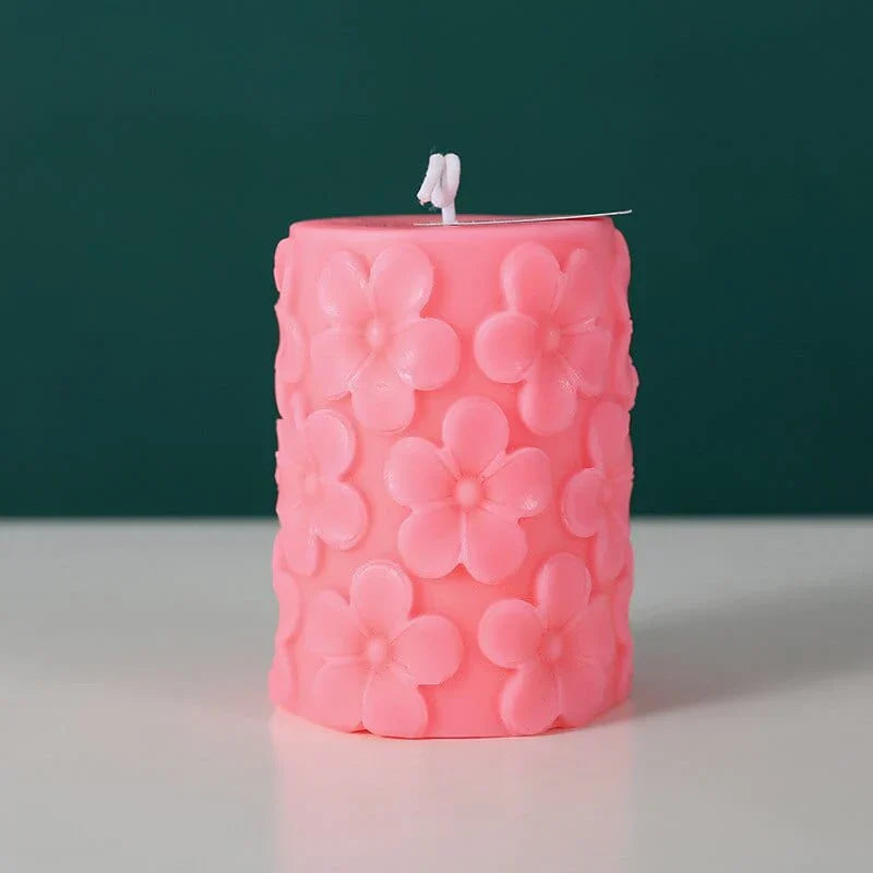 Embossed Flower Pillar Scented Candles