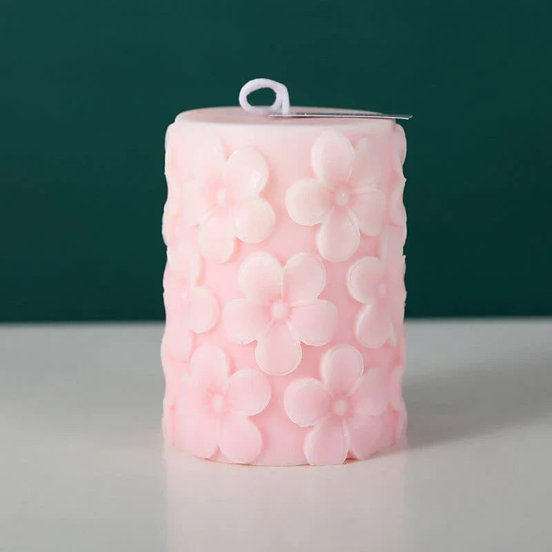 Embossed Flower Pillar Scented Candles