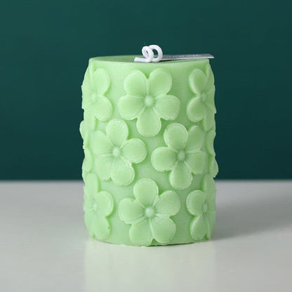 Embossed Flower Pillar Scented Candles