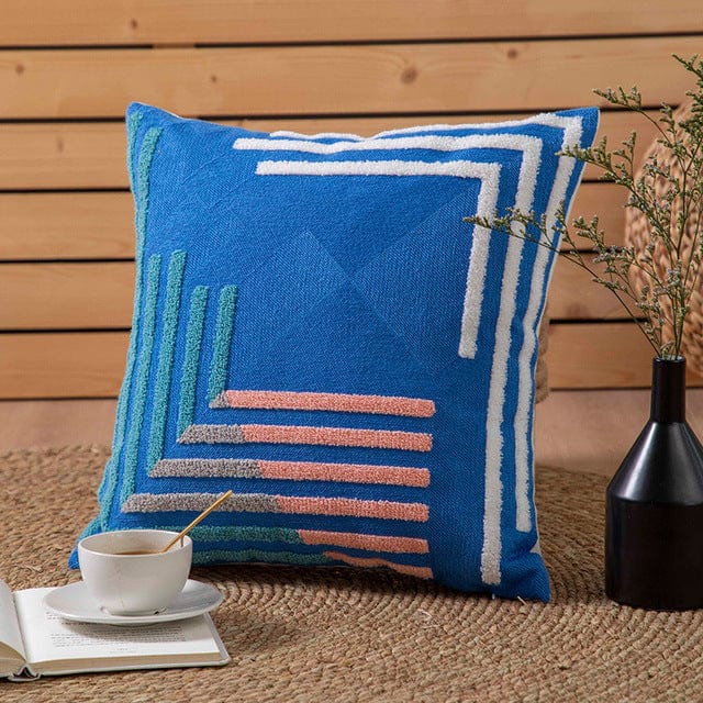 Embroidered Geometric Cushion Cover