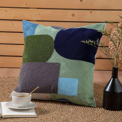 Embroidered Geometric Cushion Cover