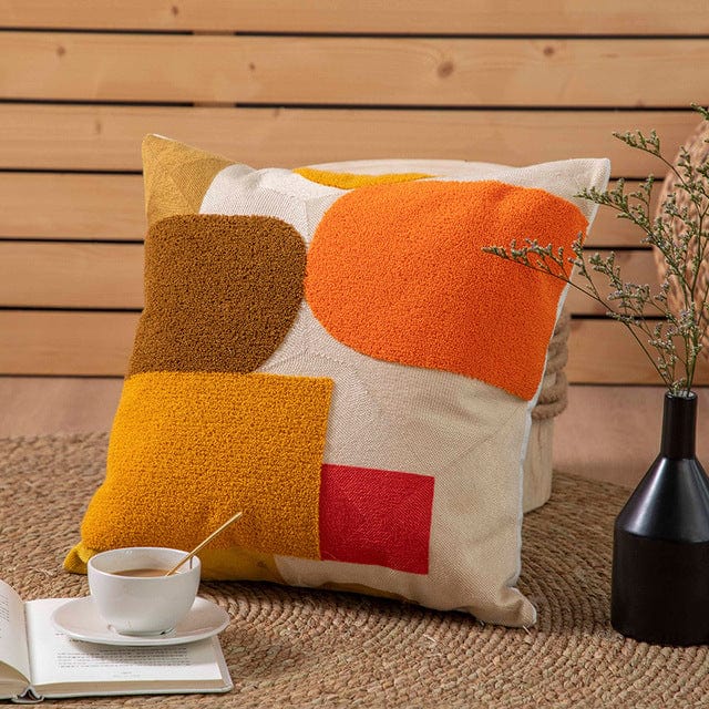 Embroidered Geometric Cushion Cover