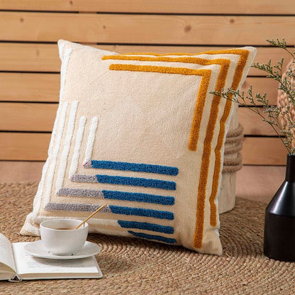 Embroidered Geometric Cushion Cover