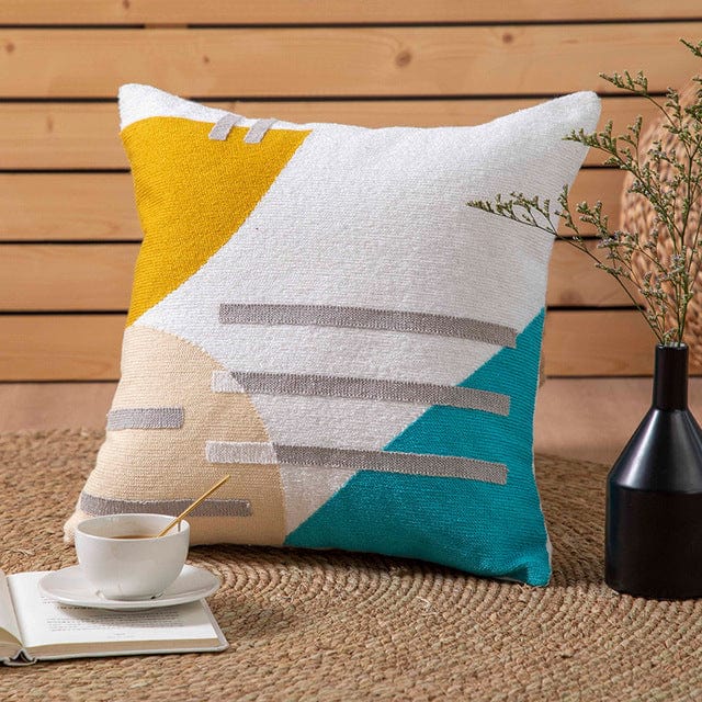 Embroidered Geometric Cushion Cover