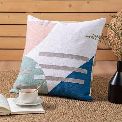 Embroidered Geometric Cushion Cover