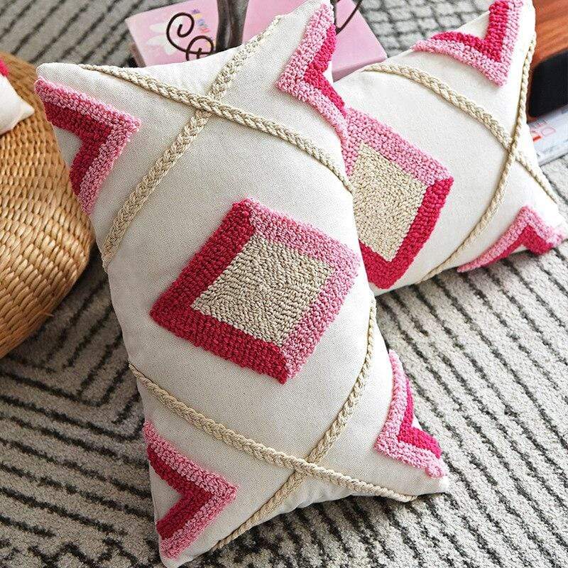 Embroidered Pink Cushion Covers