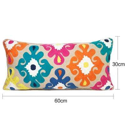 Embroidery Colorful Floral Pillow Cover