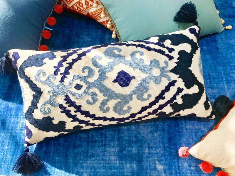 Embroidery Colorful Floral Pillow Cover