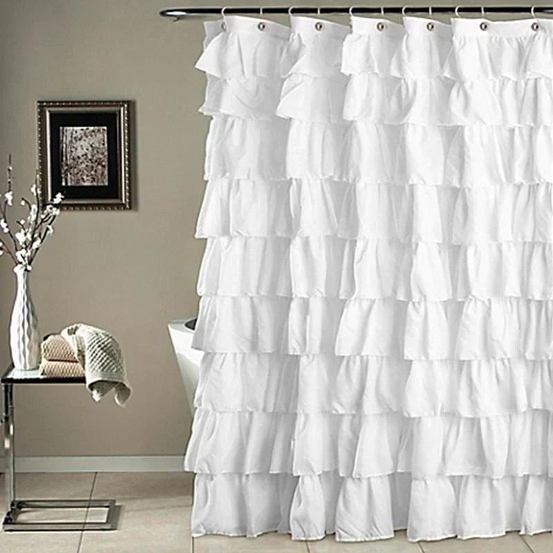 Emilia Ruffled Semi Sheer Shower Curtain