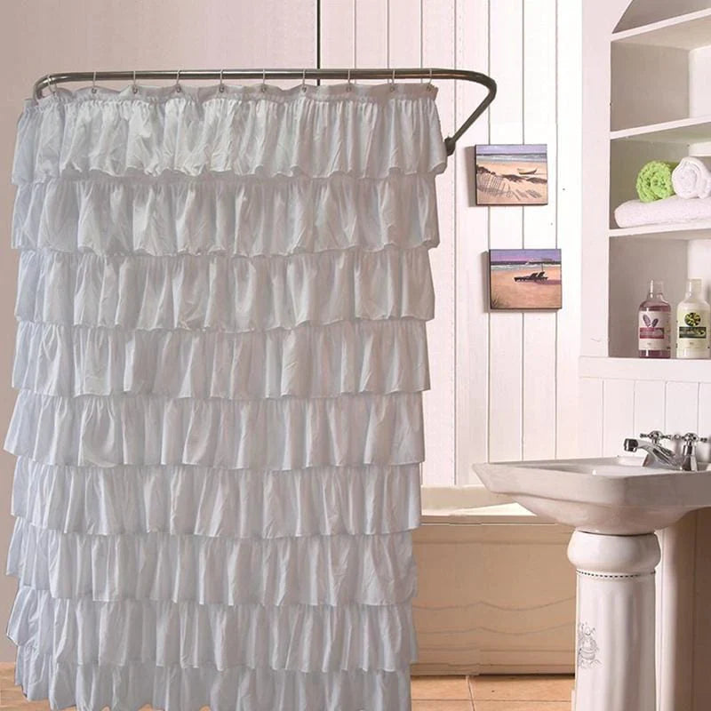 Emilia Ruffled Semi Sheer Shower Curtain