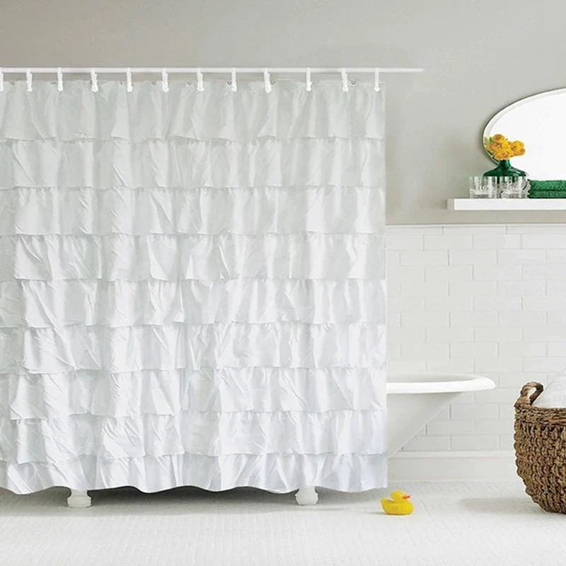 Emilia Ruffled Semi Sheer Shower Curtain