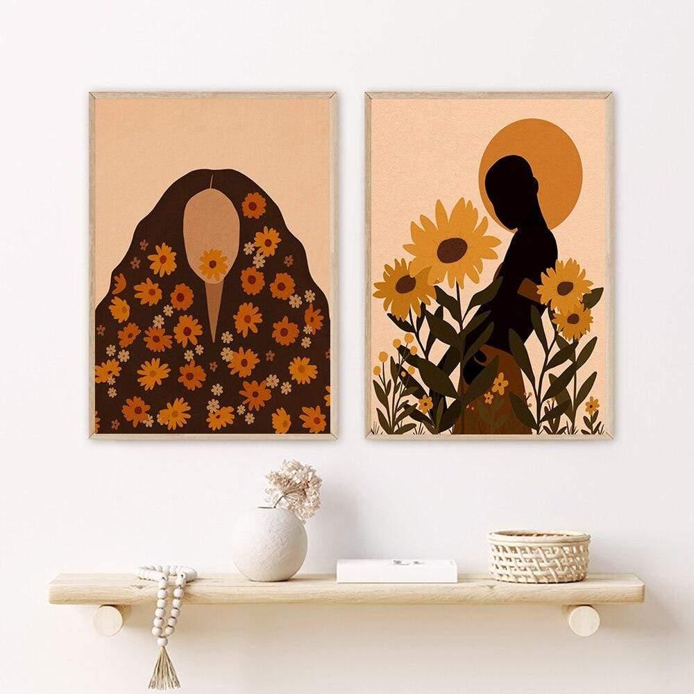 Empowerment Africa Sunflower Female Wall Art Canvas