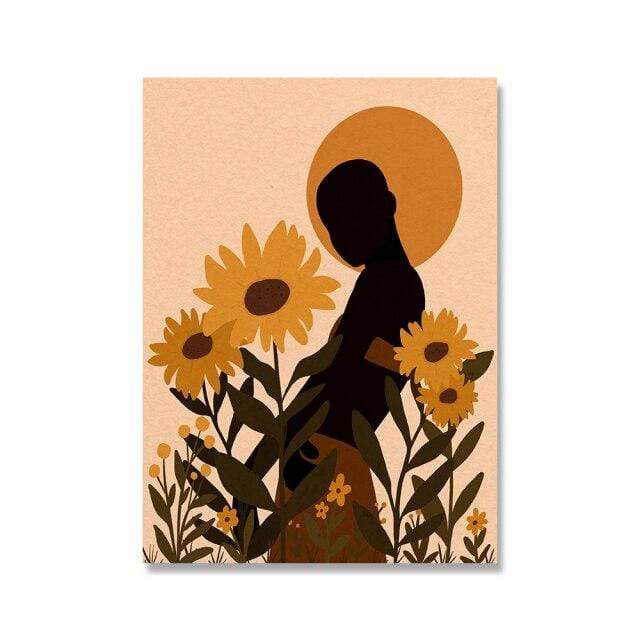 Empowerment Africa Sunflower Female Wall Art Canvas