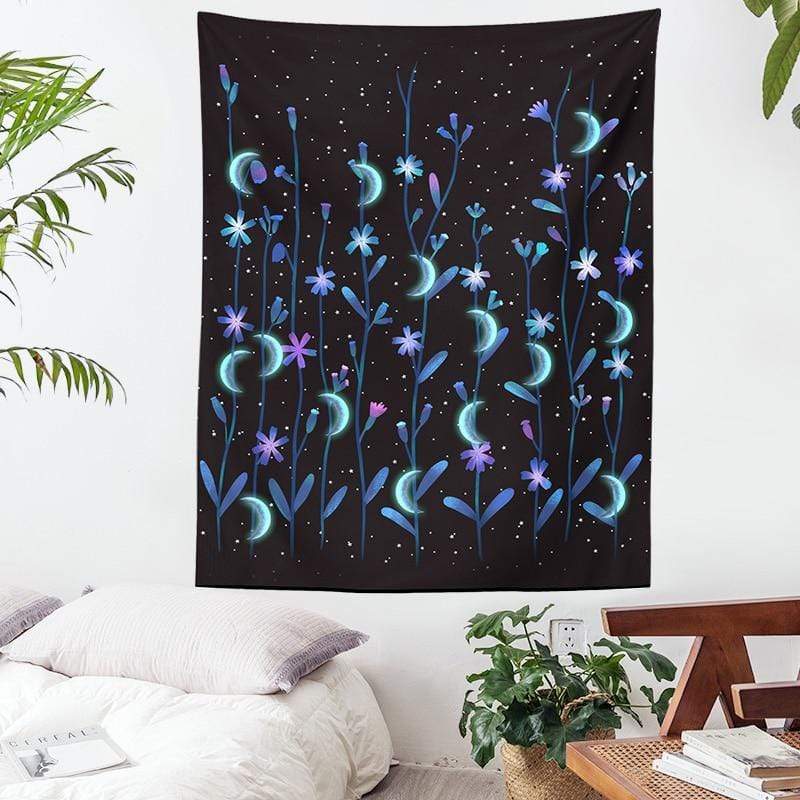 Enchanted Moon Flowers Tapestry