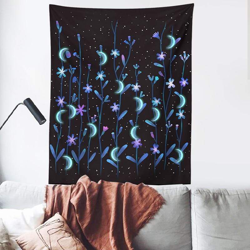 Enchanted Moon Flowers Tapestry