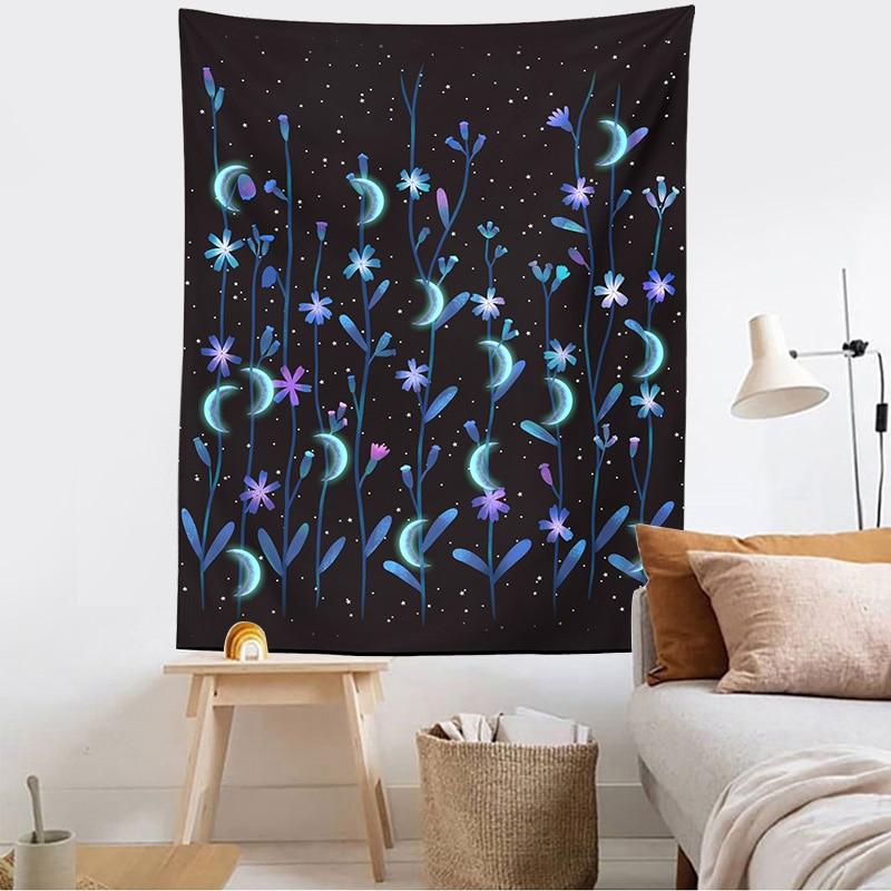 Enchanted Moon Flowers Tapestry